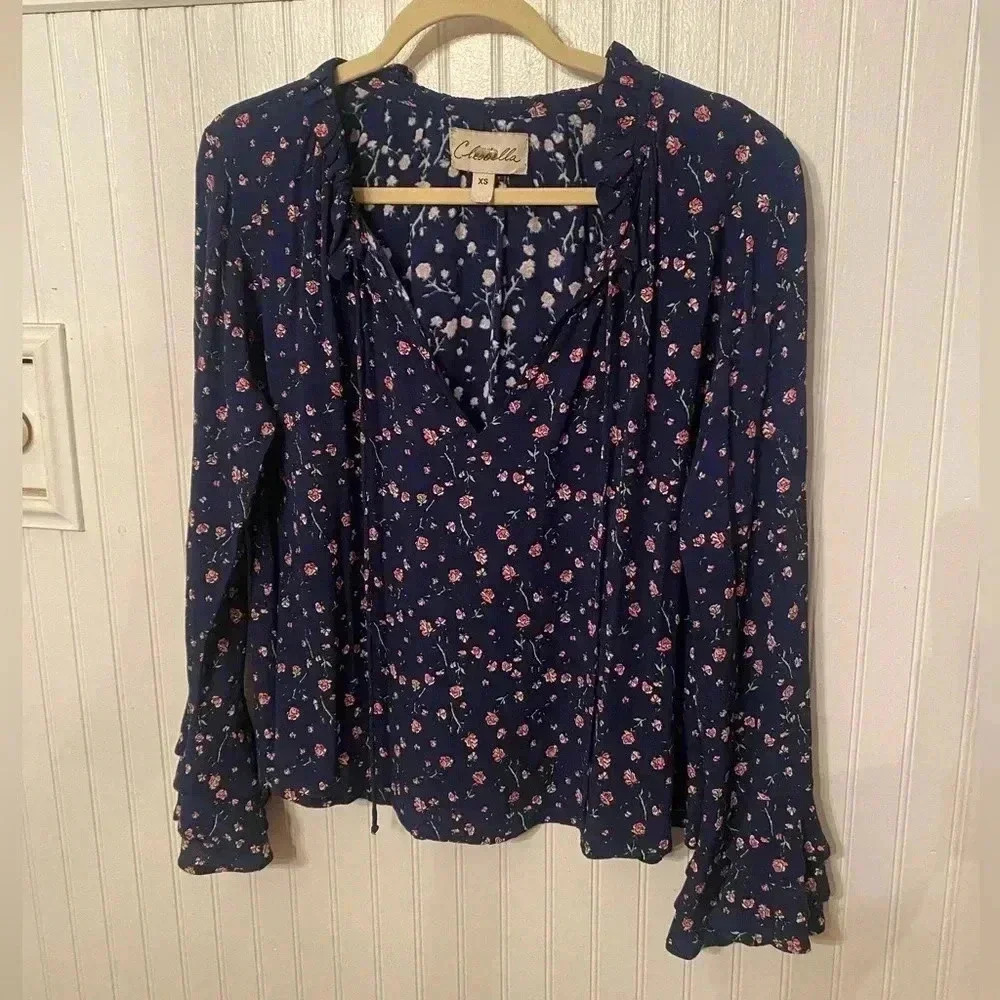 Cleobella Bell Sleeve Rose Patterned Blouse